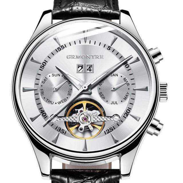 La boutique de la montre pour homme bracelet cuir Blanc Montre Classique Mécanique Hommes Automatique