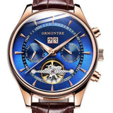 La boutique de la montre pour homme bracelet cuir BlEU Montre Classique Mécanique Hommes Automatique
