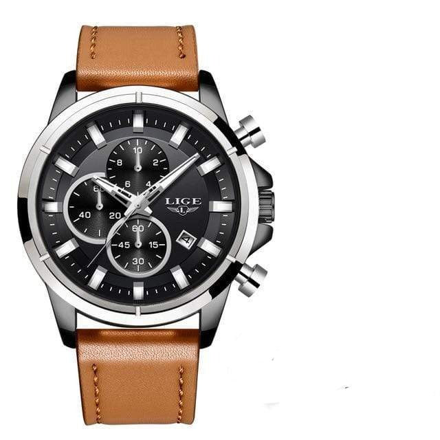 La boutique de la montre pour homme bracelet cuir Marron 1 Montre Étanche Chronographe Fashion bracelets Cuir