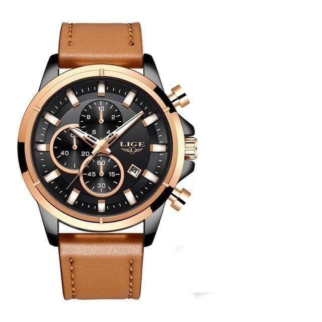La boutique de la montre pour homme bracelet cuir Marron 3 Montre Étanche Chronographe Fashion bracelets Cuir
