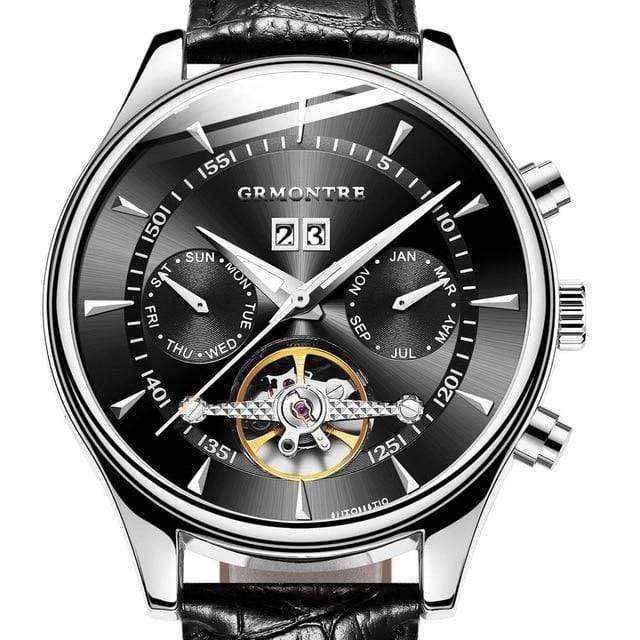 La boutique de la montre pour homme bracelet cuir Noir Montre Classique Mécanique Hommes Automatique