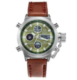 La boutique de la montre pour homme Montre Sport Homme Cuir Vert/blanc Montre militaire bracelet cuir