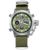 La boutique de la montre pour homme Montre Sport Homme Nylon Blanc/vert Montre militaire bracelet cuir