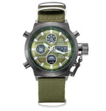La boutique de la montre pour homme Montre Sport Homme Nylon Noir/vert Montre militaire bracelet cuir
