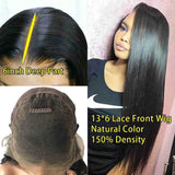 La boutique de la Perruque cheveux humains 18pouces / Noir13x6 Lace Perruque de cheveux humains avant dentelle 150% densité