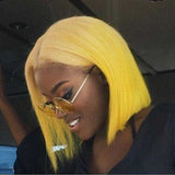 La boutique de la Perruque Lace Front Perruque courte jaune, cheveux 100% Naturels
