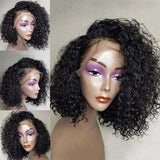 La boutique de la Perruque perruque de cheveux humain Couleur naturelle / 8 pouces / 13x4 150 Density Perruque bouclée cheveux humains lacet