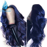 La boutique de la Perruque perruque de cheveux humain Perruque brésilienne frontale en dentelle bleu foncé