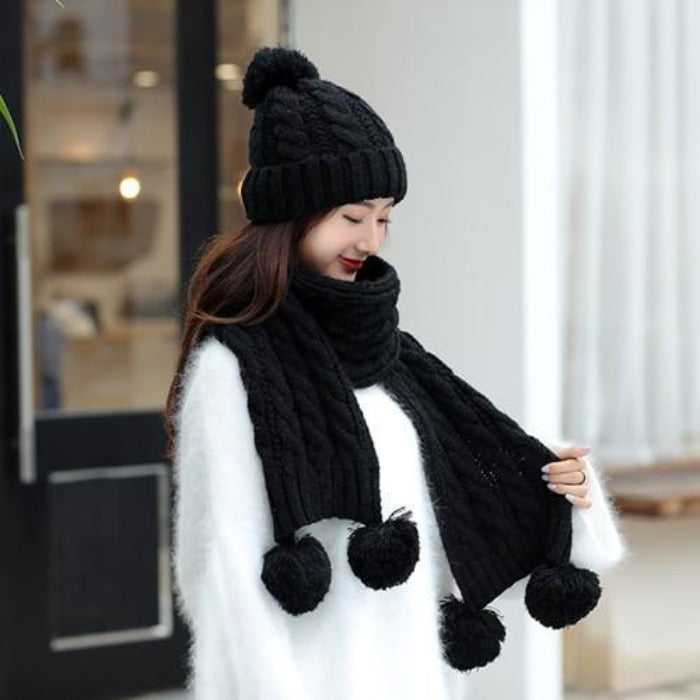 Ensemble de bonnet et écharpe en mélange de laine pour femme, optique,  chaud, élégant, décontracté, cadeau