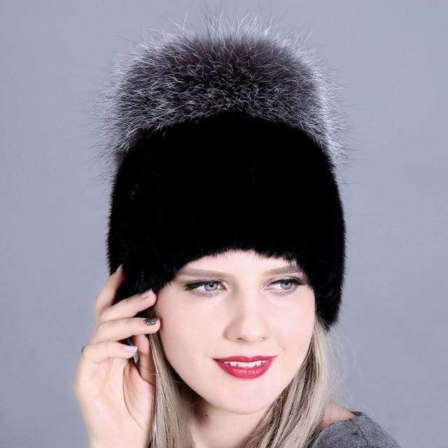 chapeau d'hiver femmes avec fourrure naturelle