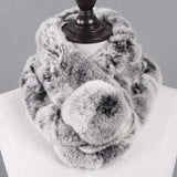 La boutique du chapeau Écharpe B Noir / 65cm Écharpe femmes chaud 100% naturel véritable lapin rex fourrure