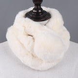 La boutique du chapeau Écharpe beige / 65cm Écharpe femmes chaud 100% naturel véritable lapin rex fourrure
