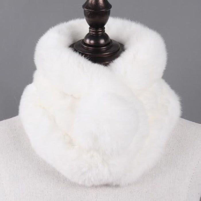 La boutique du chapeau Écharpe Blanc / 65cm Écharpe femmes chaud 100% naturel véritable lapin rex fourrure