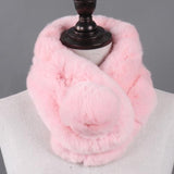 La boutique du chapeau Écharpe Rose / 65cm Écharpe femmes chaud 100% naturel véritable lapin rex fourrure