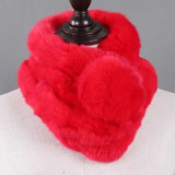 La boutique du chapeau Écharpe Rouge / 65cm Écharpe femmes chaud 100% naturel véritable lapin rex fourrure