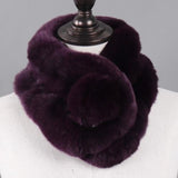 La boutique du chapeau Écharpe Violet / 65cm Écharpe femmes chaud 100% naturel véritable lapin rex fourrure