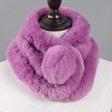 La boutique du chapeau Écharpe Violet C / 65cm Écharpe femmes chaud 100% naturel véritable lapin rex fourrure