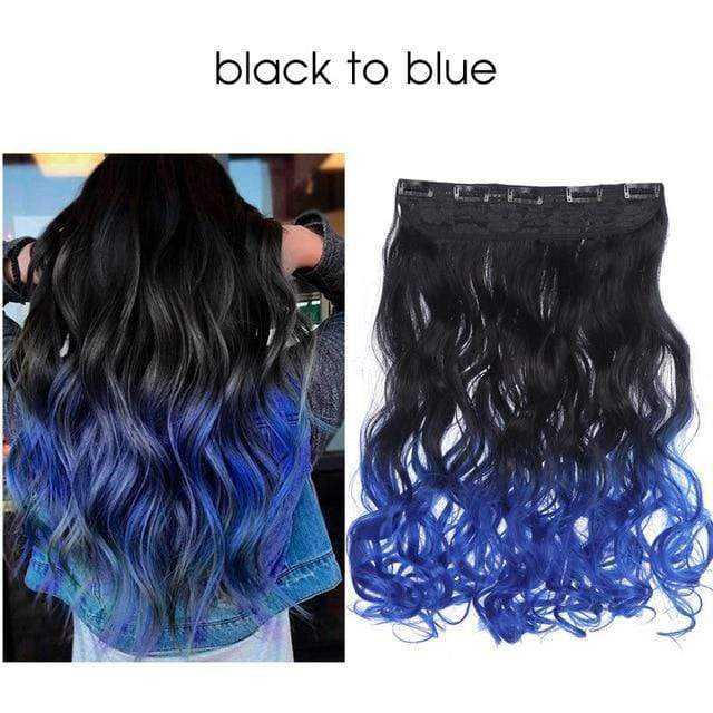 La Boutique du cheveu et de la perruque Extensions black to blue / 20pouces Extensions de Cheveux Ondulés Synthétique