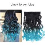 La Boutique du cheveu et de la perruque Extensions black to sky blue / 20pouces Extensions de Cheveux Ondulés Synthétique