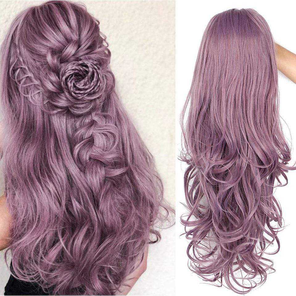 La Boutique du cheveu et de la perruque Perruque Synthétique Violet perruque Longue Ondulée Synthétique Avant de Lacet