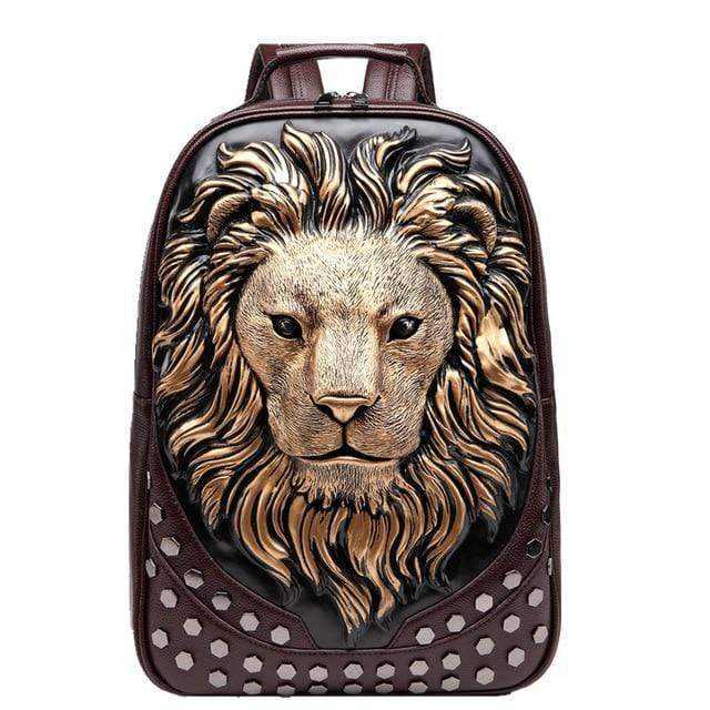 la Boutique du sac a dos Cuir véritable L 1 Sac à dos  tête de lion 3D