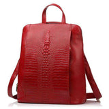 la Boutique du sac a dos Cuir véritable Rouge / 13 pouces Sac à dos en cuir véritable motif Crocodile