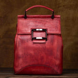 la Boutique du sac a dos Cuir véritable Rouge Sac À Dos Véritable En Cuir Vintage