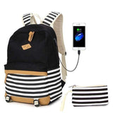 la Boutique du sac a dos Sac À Dos Sacs d'école pour filles mode rayé USB charge