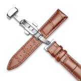 Montre femme bracelet en cuir Argent-marron clair / 13mm Bracelet de montre en cuir