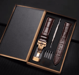 Montre femme bracelet en cuir Or-marron-A / 18mm Bracelet de montre en cuir
