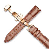 Montre femme bracelet en cuir Rose-marron clair / 24mm Bracelet de montre en cuir