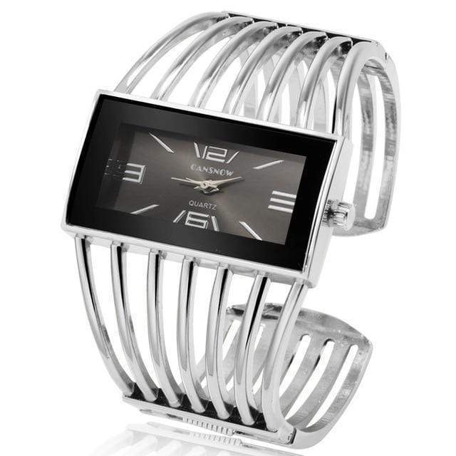 montre pour femme acier inoxydable Argent/Noir Montre bracelet or