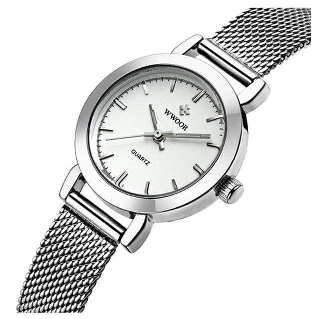 montre pour femme acier inoxydable Blanc Montre De Luxe acier inoxydable bracelet à maillons