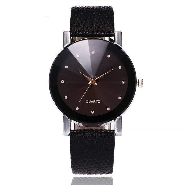 montre pour femme bracelet en cuir Noir Montre luxe décontractée bracelet cuir