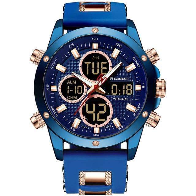 Montres hommes Montre Sport Homme Bleu Montre LED de sport homme, Montre chronographe à Quartz
