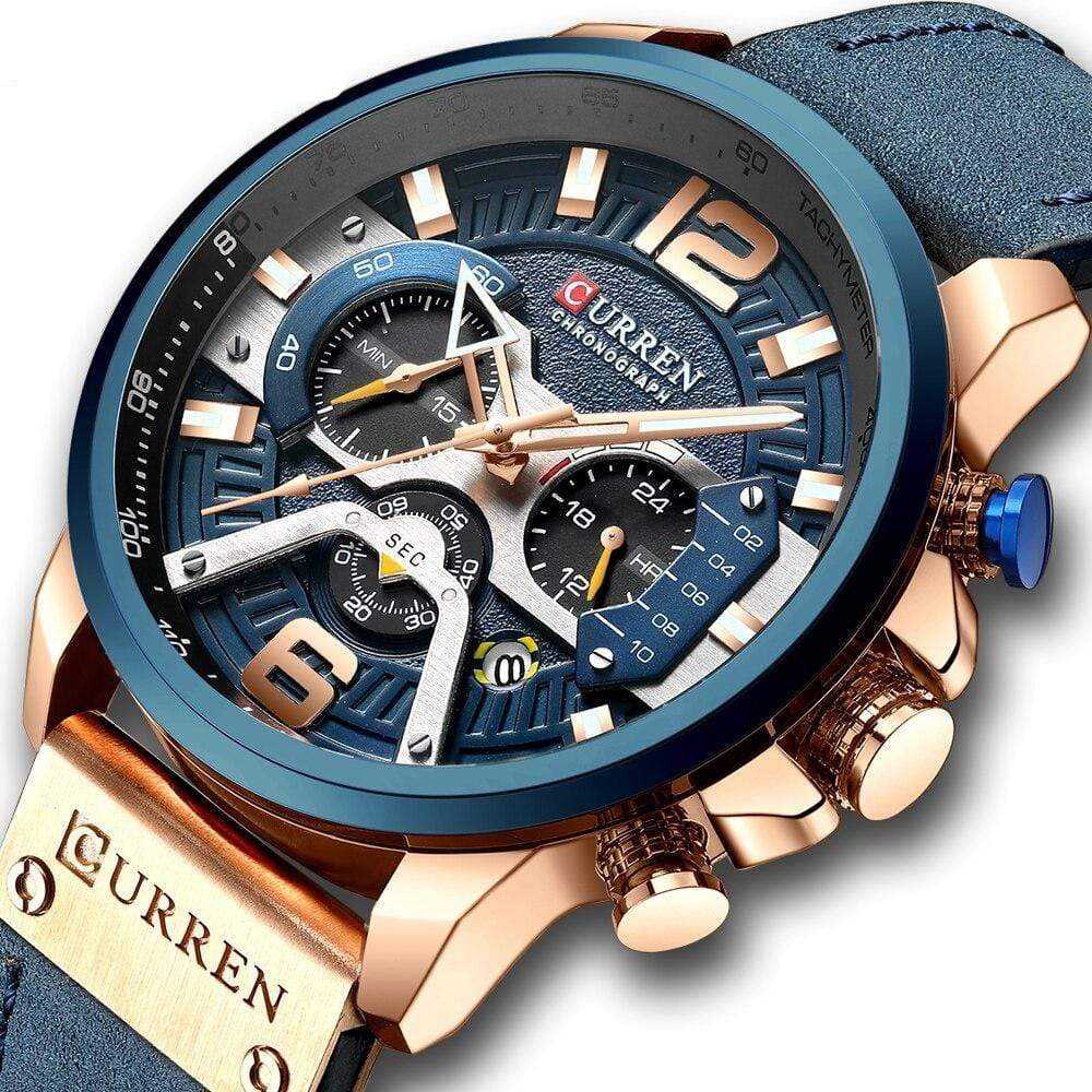 Montres sport Hommes , montres chronographe bracelets cuir décontracté