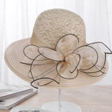 Multi-tendance Beige / 56-58cm Chapeau élégant en fil de soie à fleurs