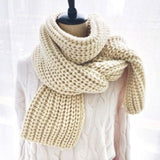 Multi-tendance Beige Écharpe tricotée en laine pour Femme