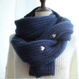Multi-tendance Bleu Écharpe tricotée en laine pour Femme