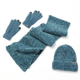 Multi-tendance Bleu Ensemble bonnet et écharpe en laine tricotée