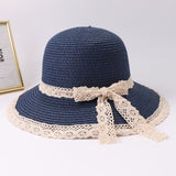 Multi-tendance Bleu marine / 56-58cm Chapeau de plage en paille