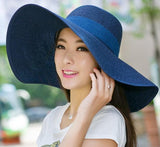 Multi-tendance chapeau de paille Bleu marine Chapeau De Paille Chapeau De Soleil Plage