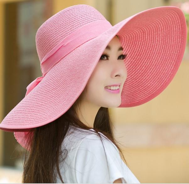 Multi-tendance chapeau de paille Rose Chapeau De Paille Chapeau De Soleil Plage