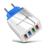 Multi-tendance chargeur rapide EU prise / Bleu chargeur USB Charge rapide 3.0