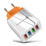 Multi-tendance chargeur rapide EU prise / Orange chargeur USB Charge rapide 3.0