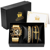 Multi-tendance Watch Gifts Set 1 Ensemble montre-Bracelet en Quartz doré et collier