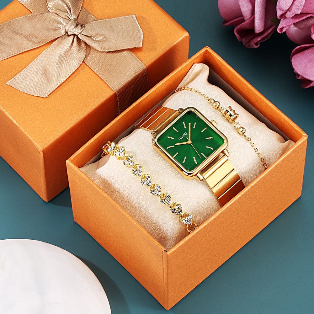 Multi-tendance Coffret cadeau, montre carrée bracelet