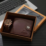 Multi-tendance Coffret cadeau montre et portefeuille marron