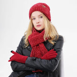 Multi-tendance Ensemble bonnet et écharpe en laine tricotée