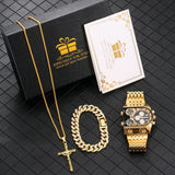 Multi-tendance Ensemble montre-Bracelet en Quartz doré et collier